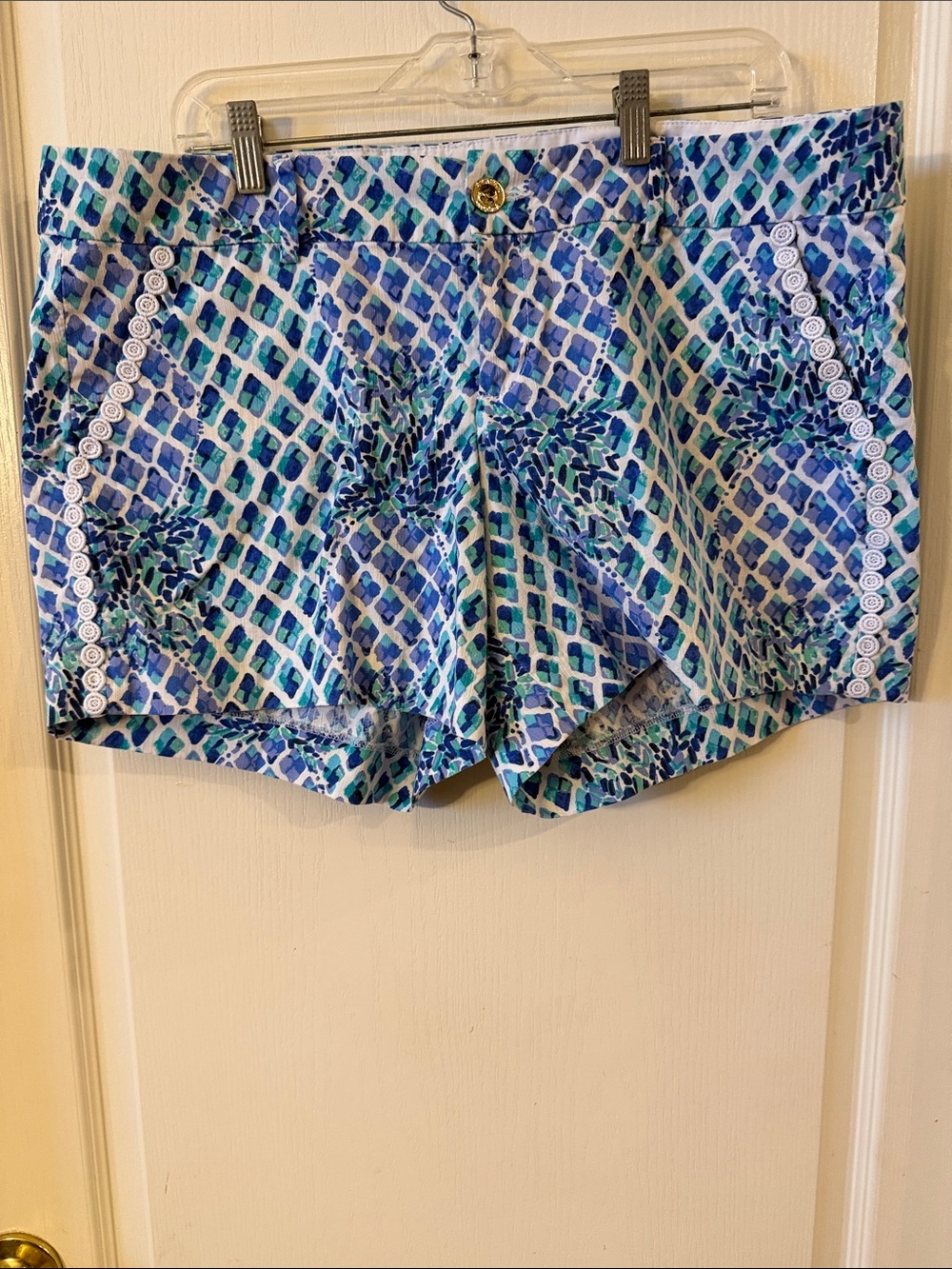 Lilly Pulitzer Blue & Teal Printed Cotton Shorts